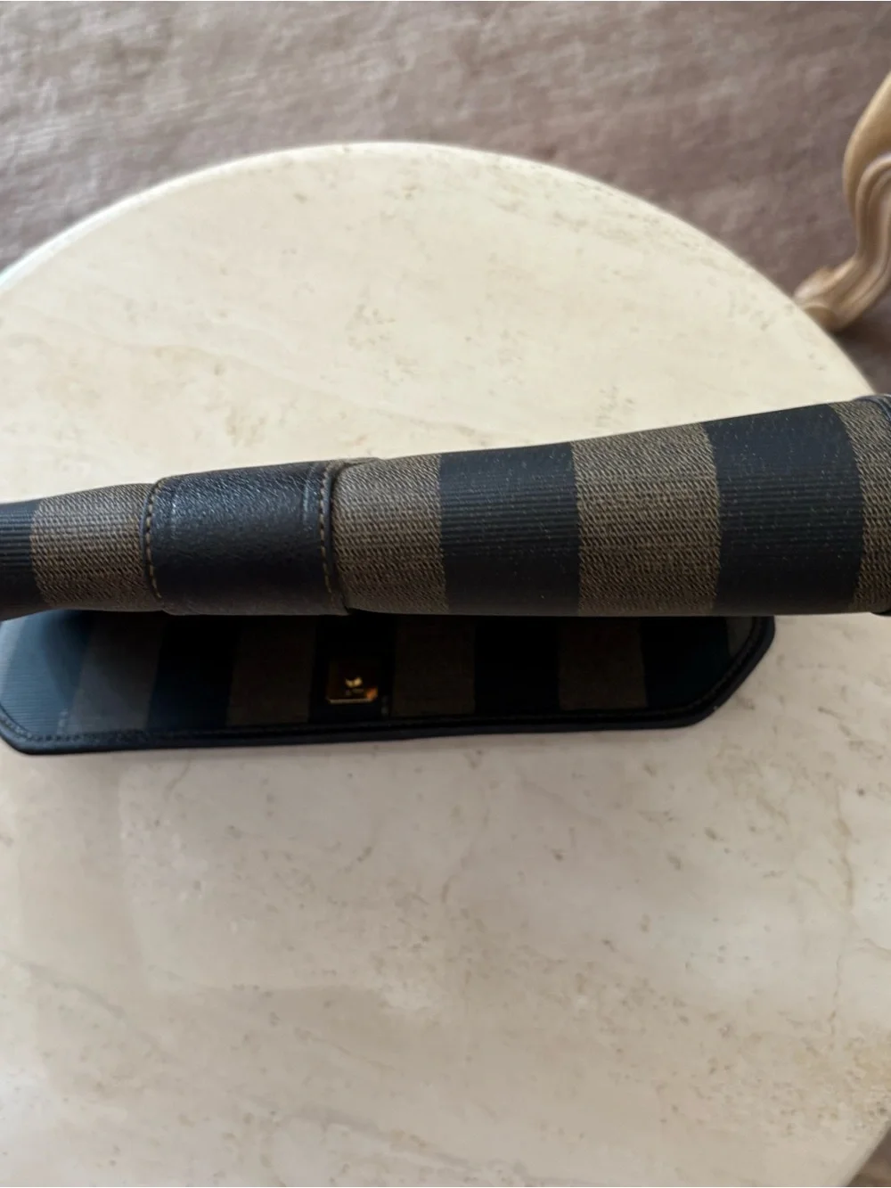 Fendi Striped Pequin Fold-Over Clutch